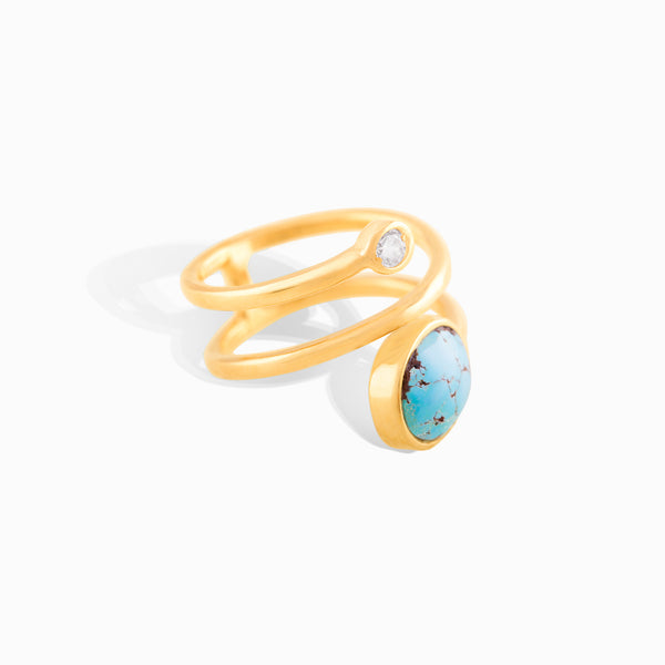 Diamond Stud Turquoise Claw Ring