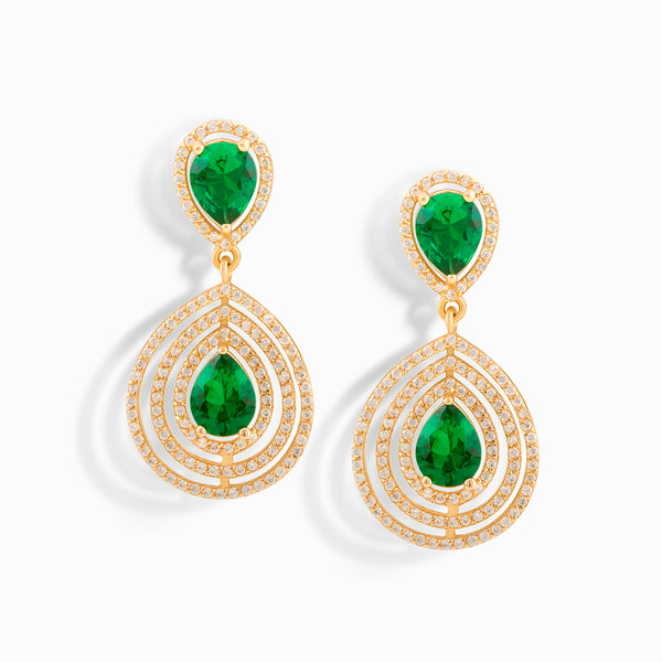 Double Emerald Sun Earrings