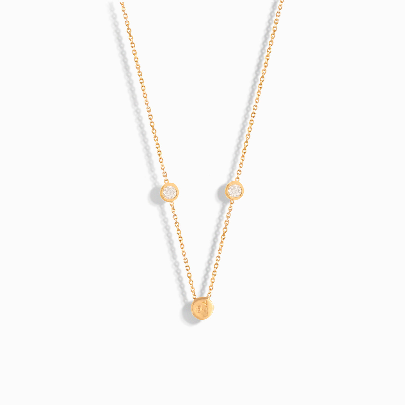 Double Diamond Stud Necklace