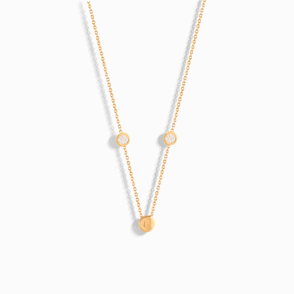 Double Diamond Stud Necklace