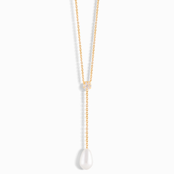 Round Diamond Pave Y Drop Necklace