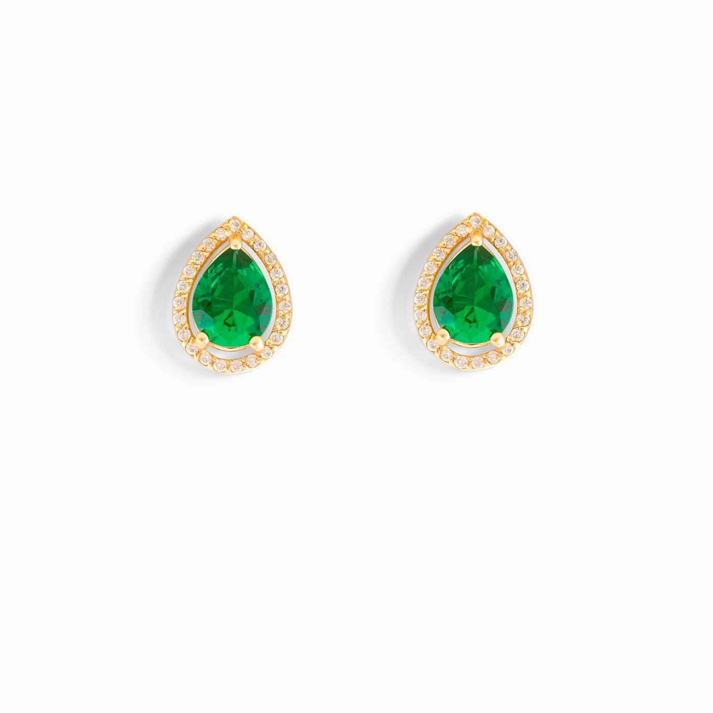 Pear Shaped Emerald Stud Earrings