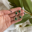 Double Emerald Sun Earrings
