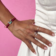 Red Horizontal Turquoise Braided Bracelet