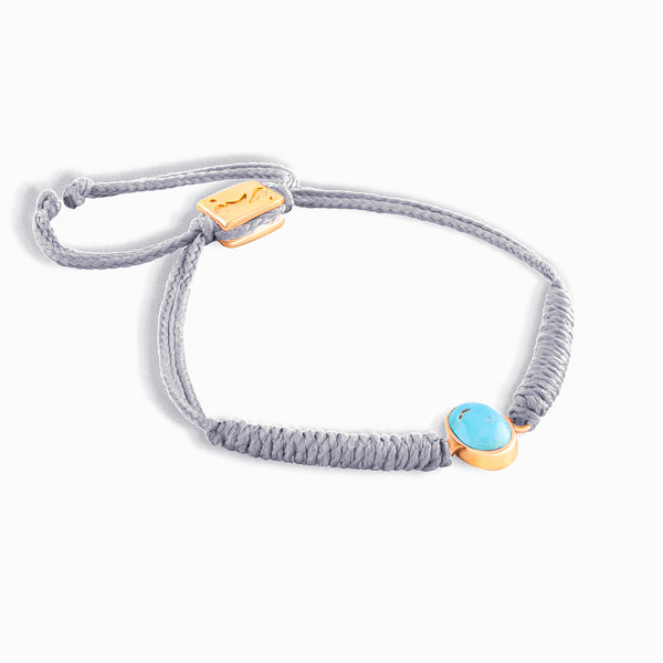 Grey Vertical Turquoise Braided Bracelet