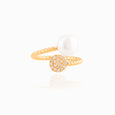 Diamond Pave Pearl Wire Wrap Ring