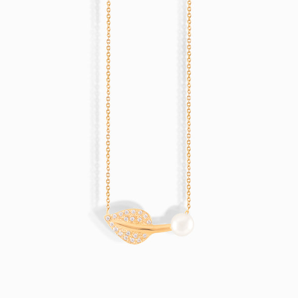 Gold Leaf Pearl Necklace