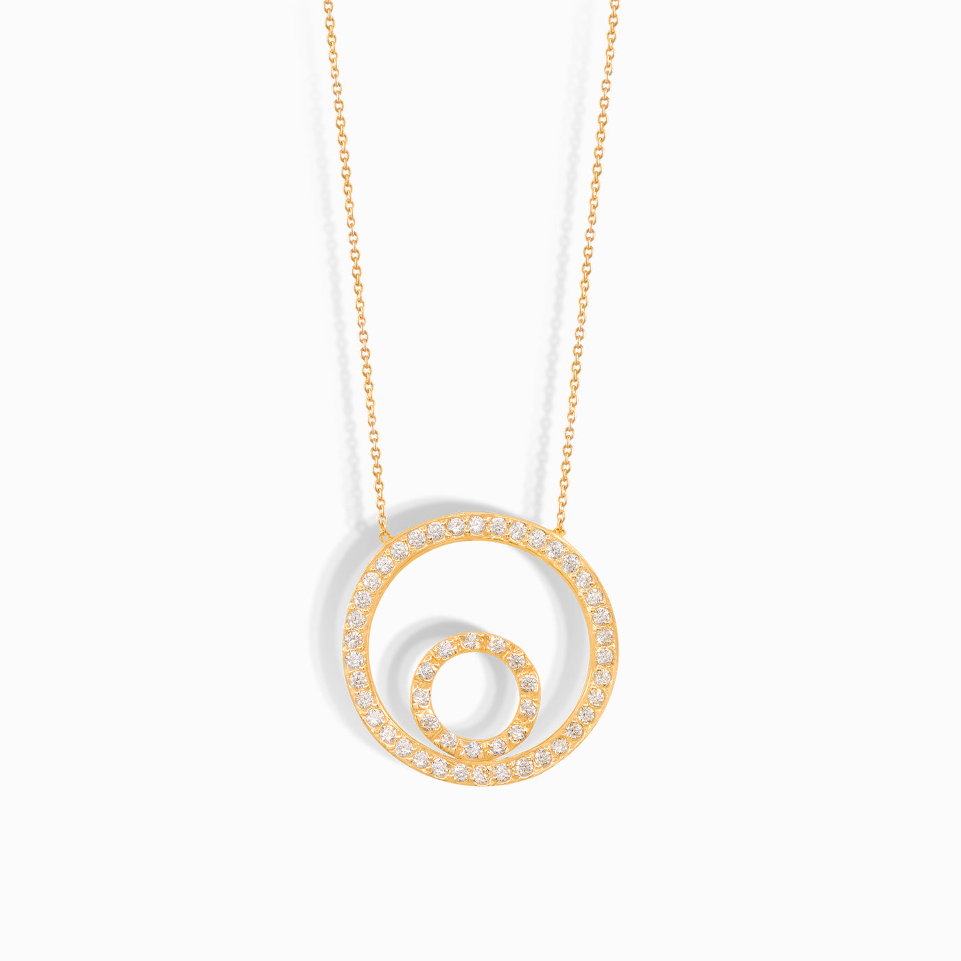 Double Circle Diamond Pavé Necklace