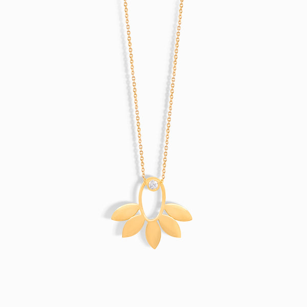 Diamond Stud Sun Flower Necklace