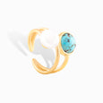 Turquoise and pearl wrap ring