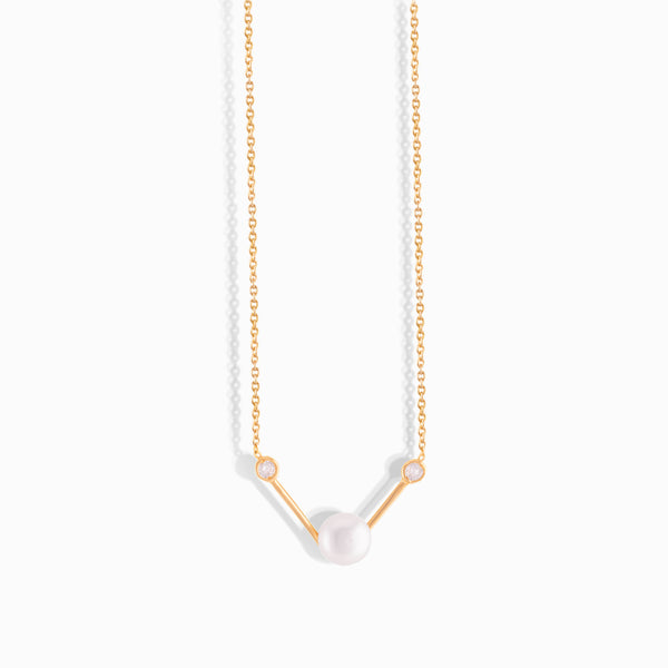 Diamond Pearl Triad Necklace