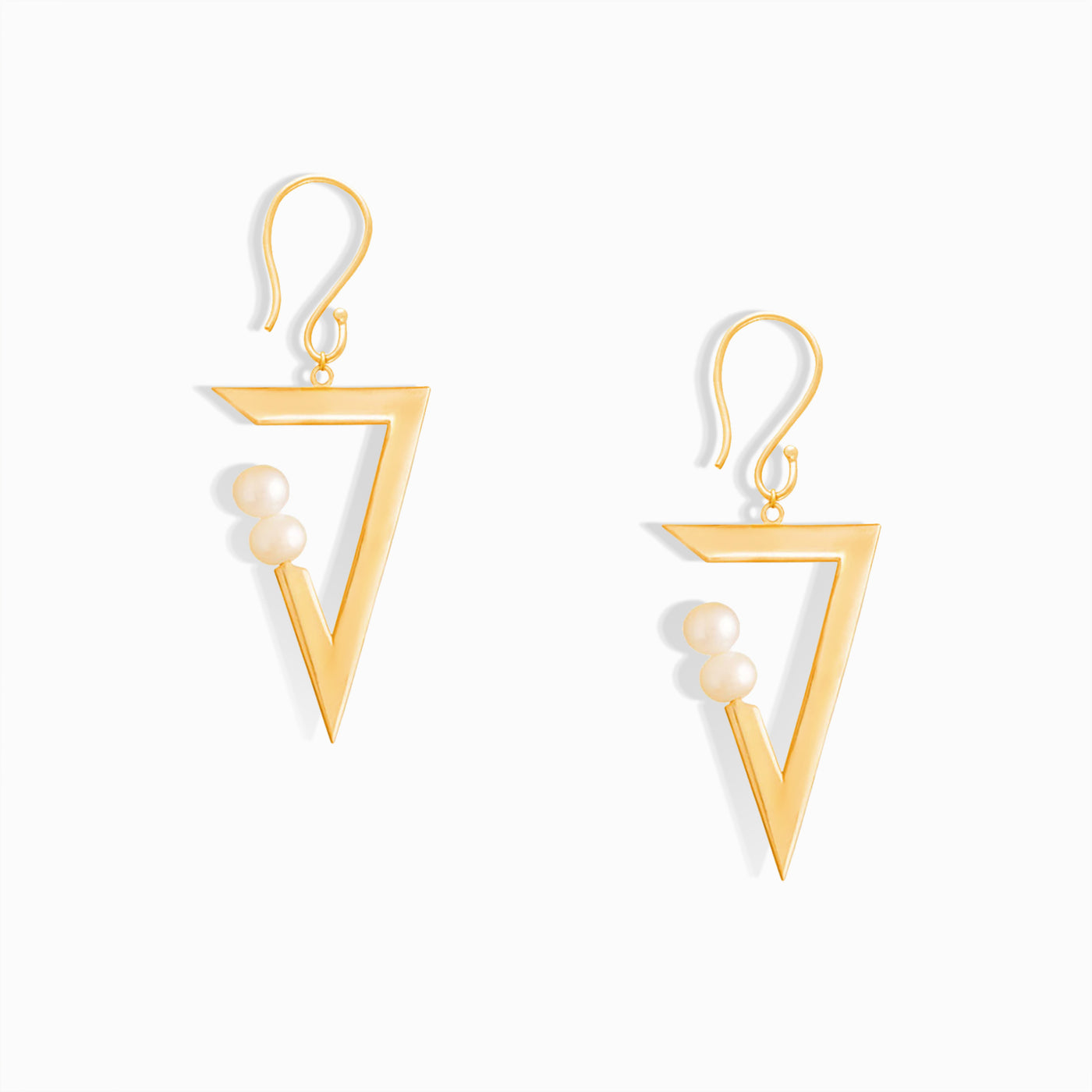 Triangle & Pearl Drop Earrings