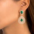 Double Emerald Sun Earrings